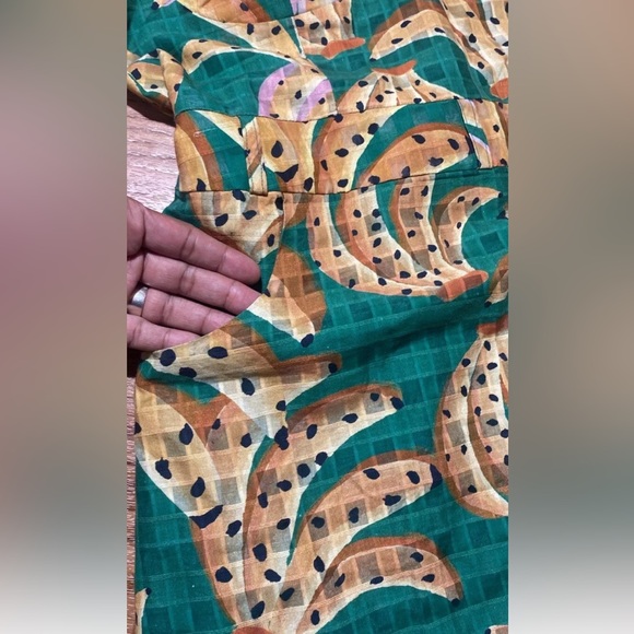 FARM Rio A-Line Dress Green Raining Bananas XL - NO BELT - Picture 4 of 7